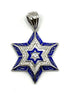 14K Gold & Diamond With Blue Enamel Star of David Necklace